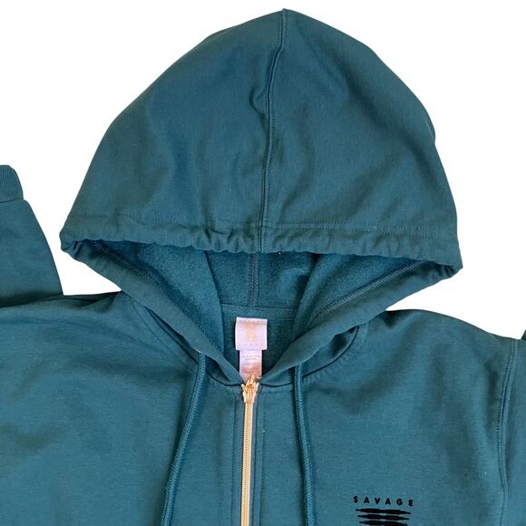 Savage X Fenty Sz S Forever Showgirl Hooded Jumpsuit in Green Light Flaw - Picture 4 of 16